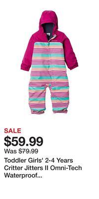 Mark's Toddler girls' 2-4 years critter jitters ii omni-tech waterproof fleece lined rain suit offer