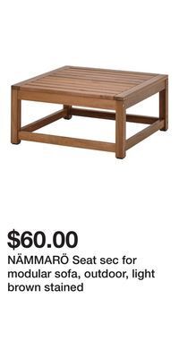 IKEA Nämmarö seat sec for modular sofa, outdoor, light brown stained offer