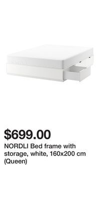 IKEA Nordli bed frame with storage, white, 160x200 cm (queen) offer