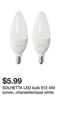 IKEA Solhetta led bulb e12 450 lumen, chandelier/opal white offer