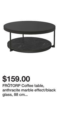 IKEA Frötorp coffee table, anthracite marble effect/black glass, 88 cm (34 5/8 ) offer