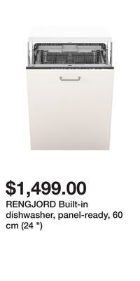 Rengjord built-in dishwasher, panel-ready, 60 cm (24 )