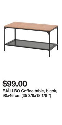 IKEA Fjällbo coffee table, black, 90x46 cm (35 3/8x18 1/8 ) offer
