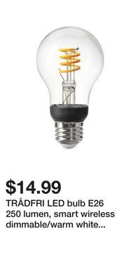 IKEA Trådfri led bulb e26 250 lumen, smart wireless dimmable/warm white globe offer