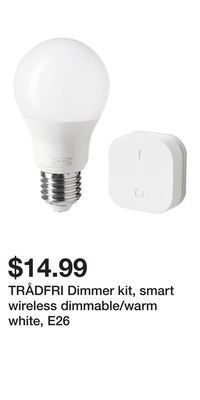 IKEA Trådfri dimmer kit, smart wireless dimmable/warm white, e26 offer