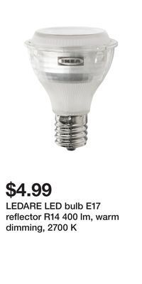 IKEA Ledare led bulb e17 reflector r14 400 lm, warm dimming, 2700 k offer
