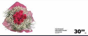 Real Canadian Superstore rose bouquet with babies breath and greens offer