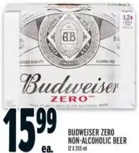 Metro BUDWEISER ZERO NON-ALCOHOLIC BEER 12x355ml offer