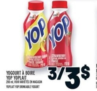 Metro YOGOURT À BOIRE YOP YOPLAIT 200 ml offer