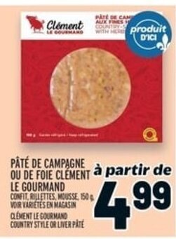 Metro PÂTÉ DE CAMPAGNE OU DE FOIE CLEMENT LE GOURMAND offer