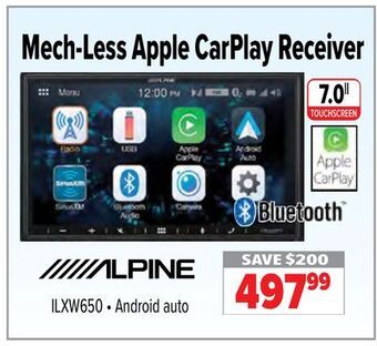 2001 Audio Video Alpine mech-less apple carplay receiver offer