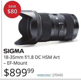 Vistek Sigma 18-35mm f/1.8 dc hsm art-ef-mount offer