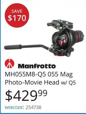 Vistek Manfrotto mh055m8-q5 055 mag photo-movie head w/ q5 offer
