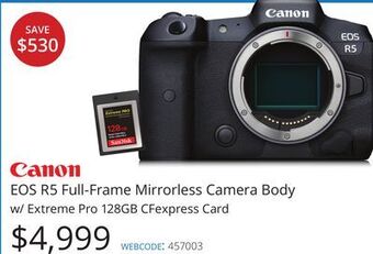 Vistek Canon eos r5 full-frame mirrorless camera body offer