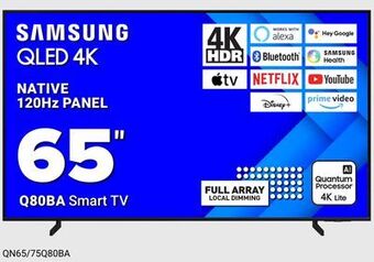 Visions Electronics Samsung qled 4k native 120hz panel 65 q80ba smart tv offer