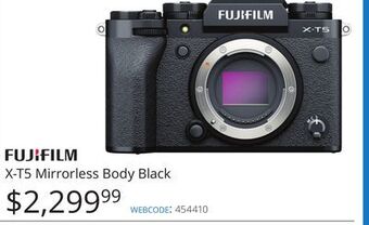Vistek Fujifilm x-t5 mirrorless body black offer