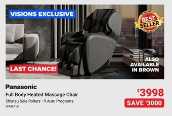 Visions Electronics Panasonic full body heated massage chair offer