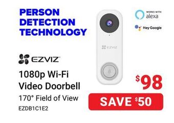 Visions Electronics Ezviz 1080p wi-fi video doorbell offer