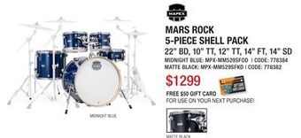 Long & McQuade Mapex mars rock 5-piece shell pack (22,10,12,16,sd) - midnight blue offer