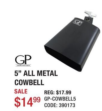Long & McQuade 5 inch all metal cowbell - black offer
