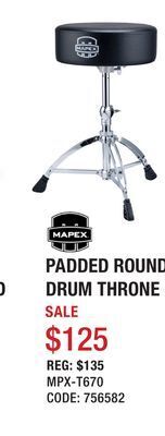 Long & McQuade Mapex t670 padded round drum throne offer