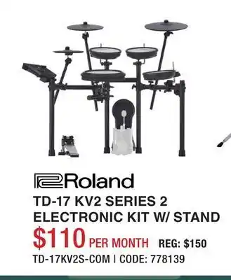 Long & McQuade Td-17 kv2 series 2 electronic drum kit with stand offer