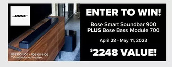 Visions Electronics Bose smart soundbar 900 plus bose bass module 700 offer