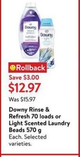 Walmart Downy Rinse & Refresh 70 loads offer
