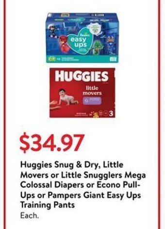 Walmart Huggies Snug & Dry, Little Movers offer