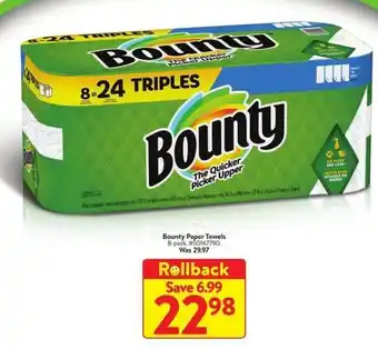Walmart Bounty Paper Towels 8-pack. #50147790. offer