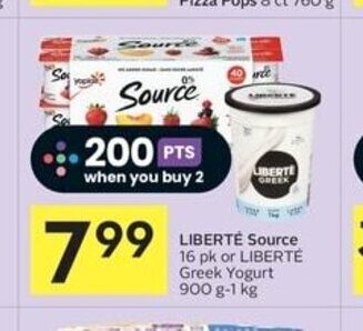 IGA LIBERTÉ Source 16 pk or LIBERTÉ Greek Yogurt 900 g-1 kg offer