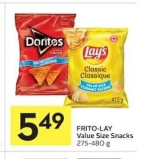 IGA FRITO-LAY Value Size Snacks 275-480 g offer