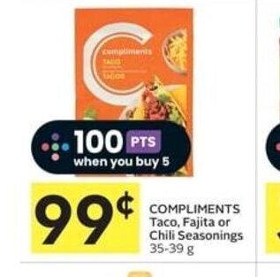 IGA COMPLIMENTS Taco, Fajita or Chili Seasonings 35-39 g offer
