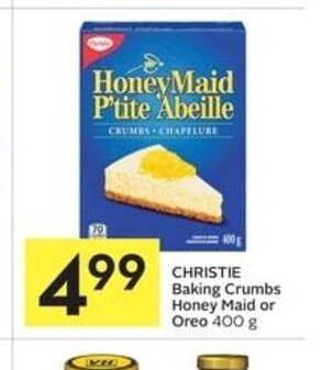 IGA CHRISTIE Baking Crumbs Honey Maid or Oreo 400 g offer