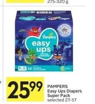 IGA PAMPERS Easy Ups Diapers Super Pack selected 2T-5T offer