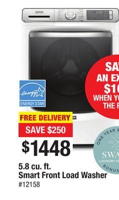 Bad Boy Superstore 5.8 cu. ft. smart front load washer offer