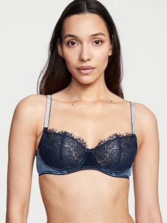 Victoria's Secret Wicked unlined lace & velvet shine strap balconette bra offer