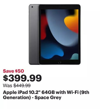 Best Buy Apple ipad 10.2 64gb with wi-fi (9th generation) - space grey offer