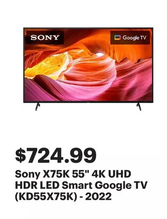 Best Buy Sony x75k 55 4k uhd hdr led smart google tv (kd55x75k) - 2022 offer