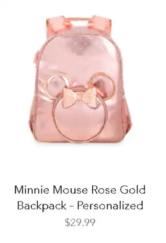Minnie mouse rose gold backpack - personalized