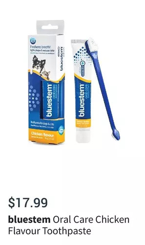 Petvalu Bluestem oral care chicken flavour toothpaste offer