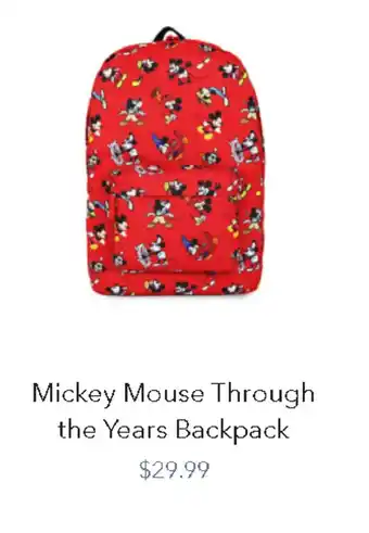 Disney Store Mickey mouse through the years backpack offer