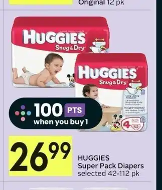 IGA HUGGIES Super Pack Diapers selected 42-112 pk offer