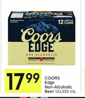 IGA COORS Edge Non-Alcoholic Beer 12x355 mL offer