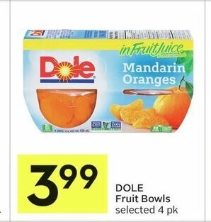 IGA DOLE Fruit Bowls selected 4 pk offer