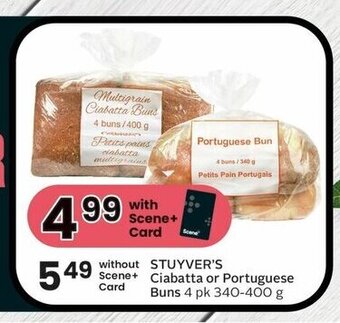 IGA STUYVER'S Ciabatta or Portuguese Buns 4 pk 340-400 g offer