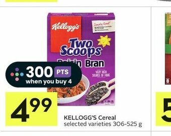 IGA KELLOGG'S Cereal selected varieties 306-525 g offer