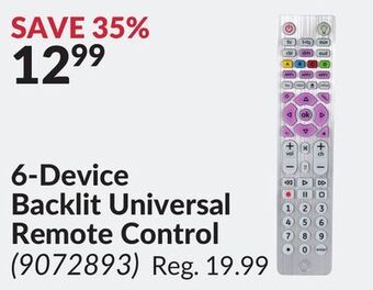 Princess Auto 6-device backlit universal remote control offer