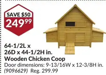 Princess Auto 64-1/2l x 26d x 44-1/2h in. wooden chicken coop offer