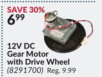 Princess Auto 12v dc gear motor with drive wheel offer